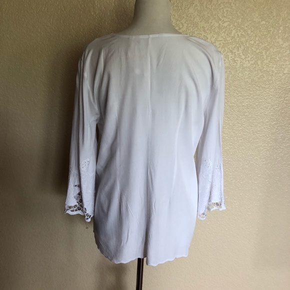 Soft Surroundings Half Moon Bay Embroidered Button Down Shirt Top S - Picture 5 of 8